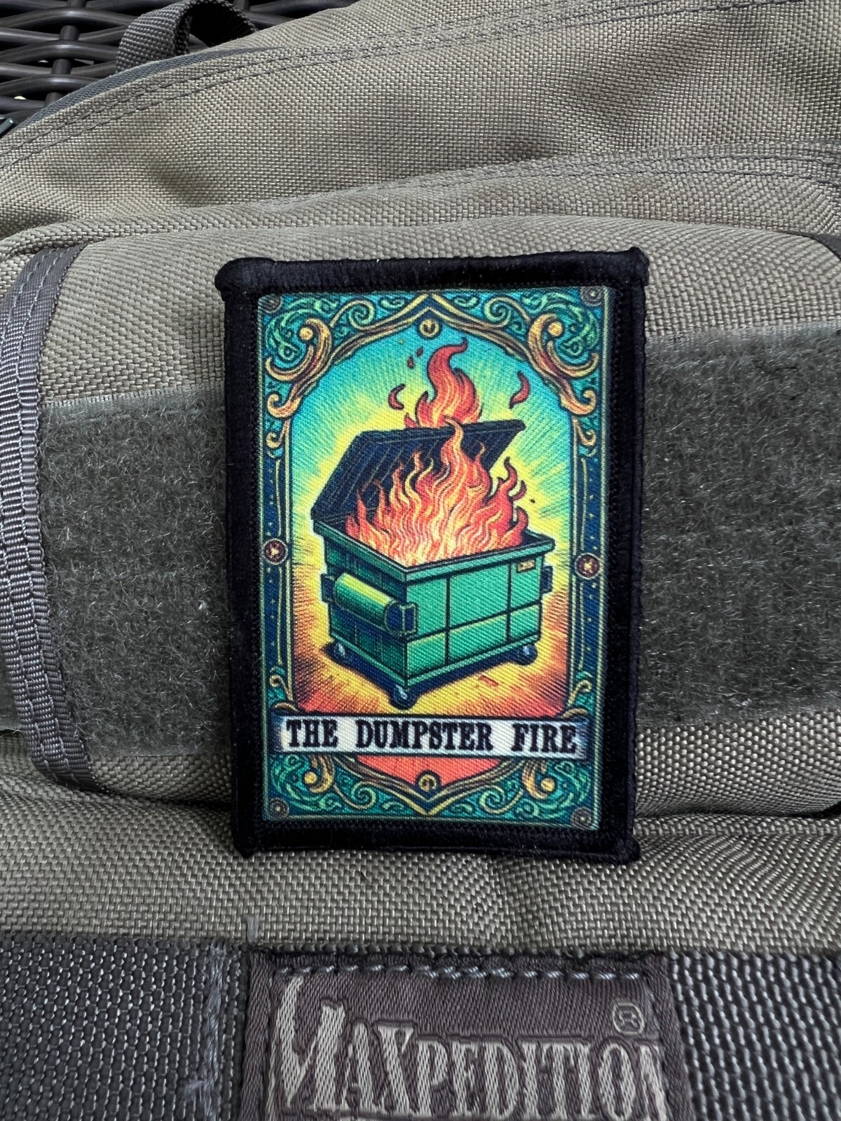 The Dumpster Fire Funny Tarot Card Morale Patch Tactical Military Army Patch