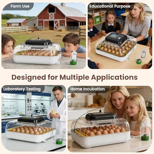 30 Egg Incubator with Humidity Display, Egg Candler, Automatic Egg Turner, for H
