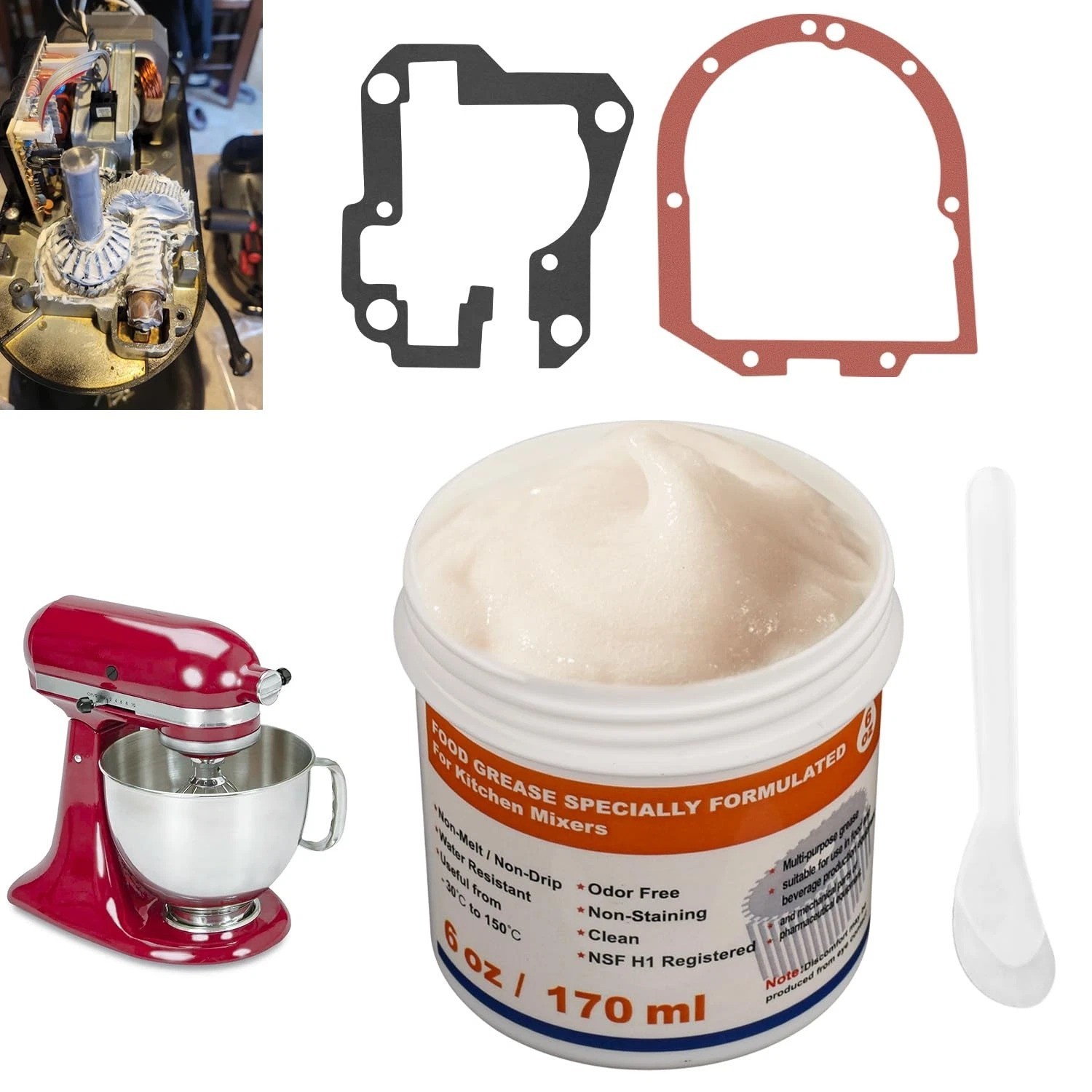 6 Oz Food Grade Grease for Kitchenaid Stand Mixer with 9709511 WP4162324 416232