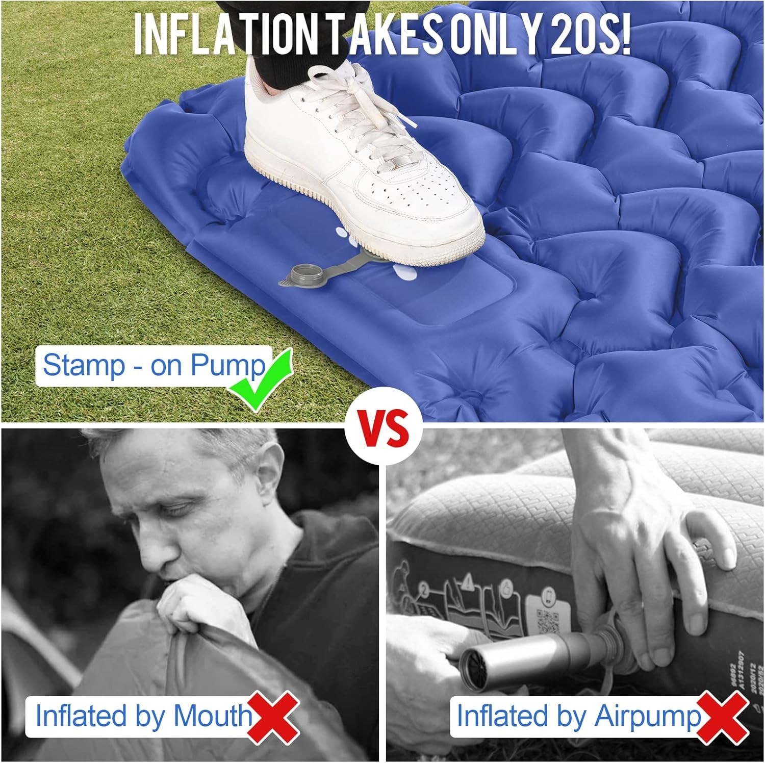 Colchoneta inflable ultraligera para acampar