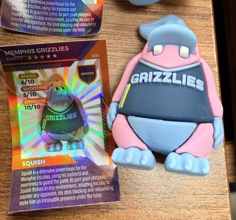MEMPHIS GRIZZLIES  NBA BASKETBALL  YOWIE  PLASTIC  FIGURE, PAPER, and EGG