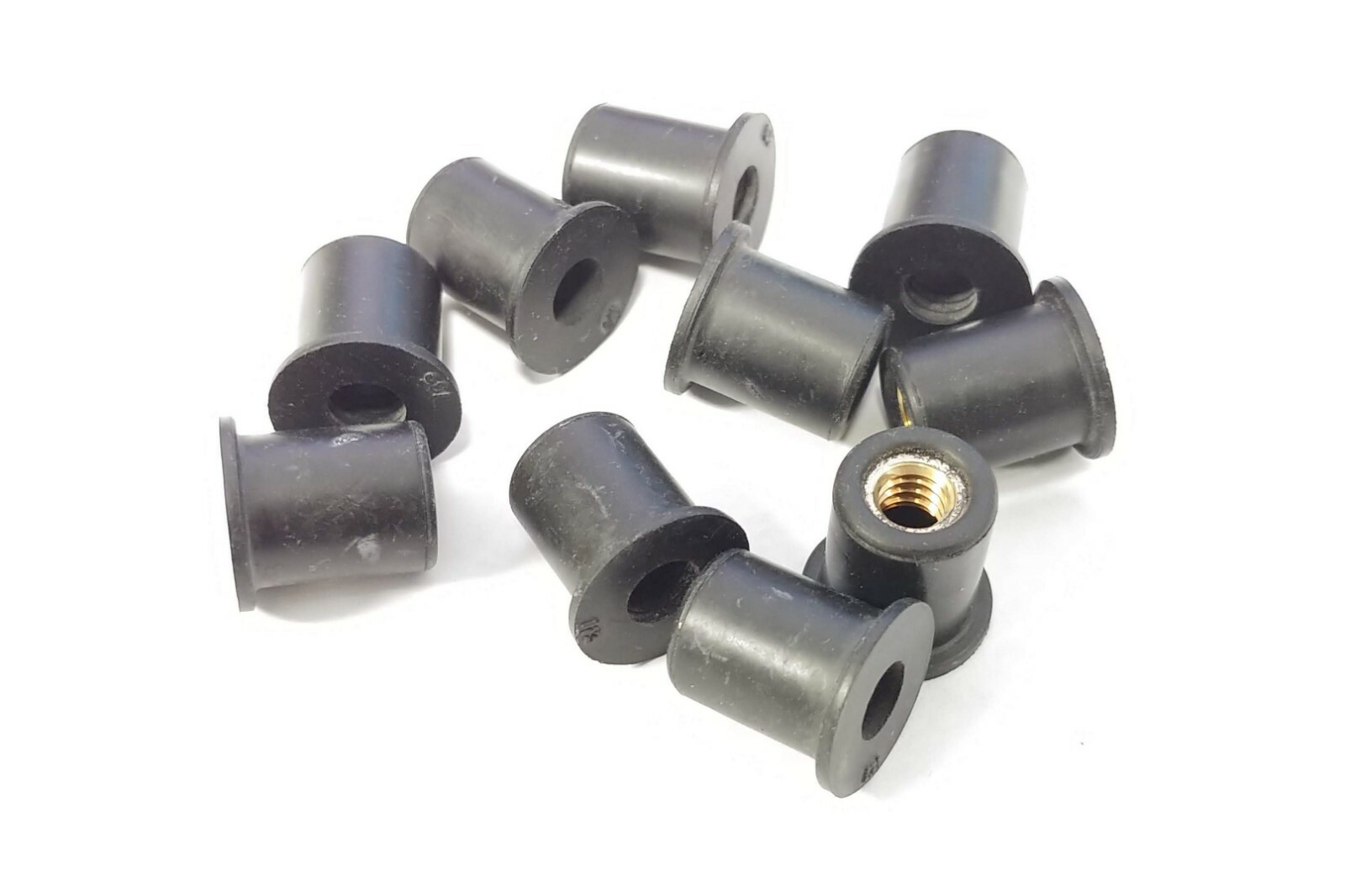 10x 1/4-20 rubber threaded insert well nuts - 1/2" hole .630" tall - Ford Dodge