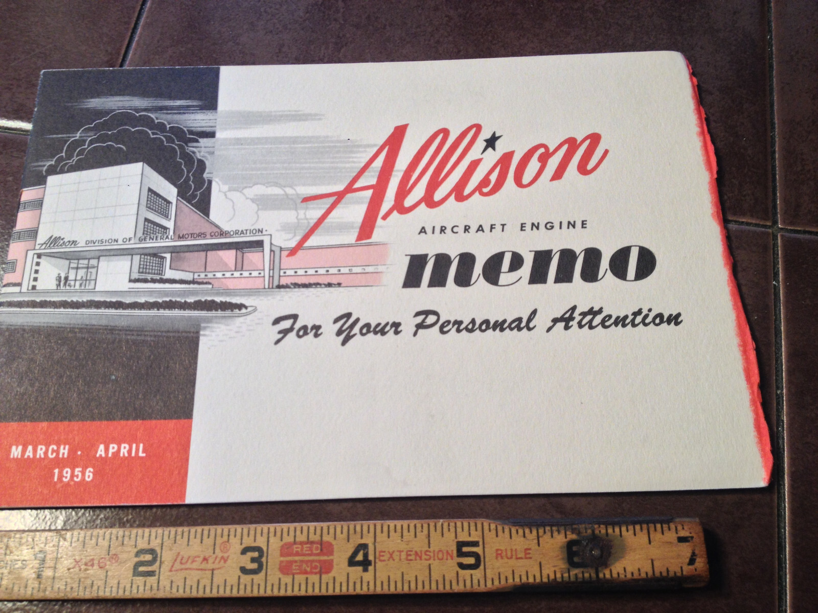 Original March-April 1956 Allison Engine Memo Brochure, 8 x 5.25", 8 page