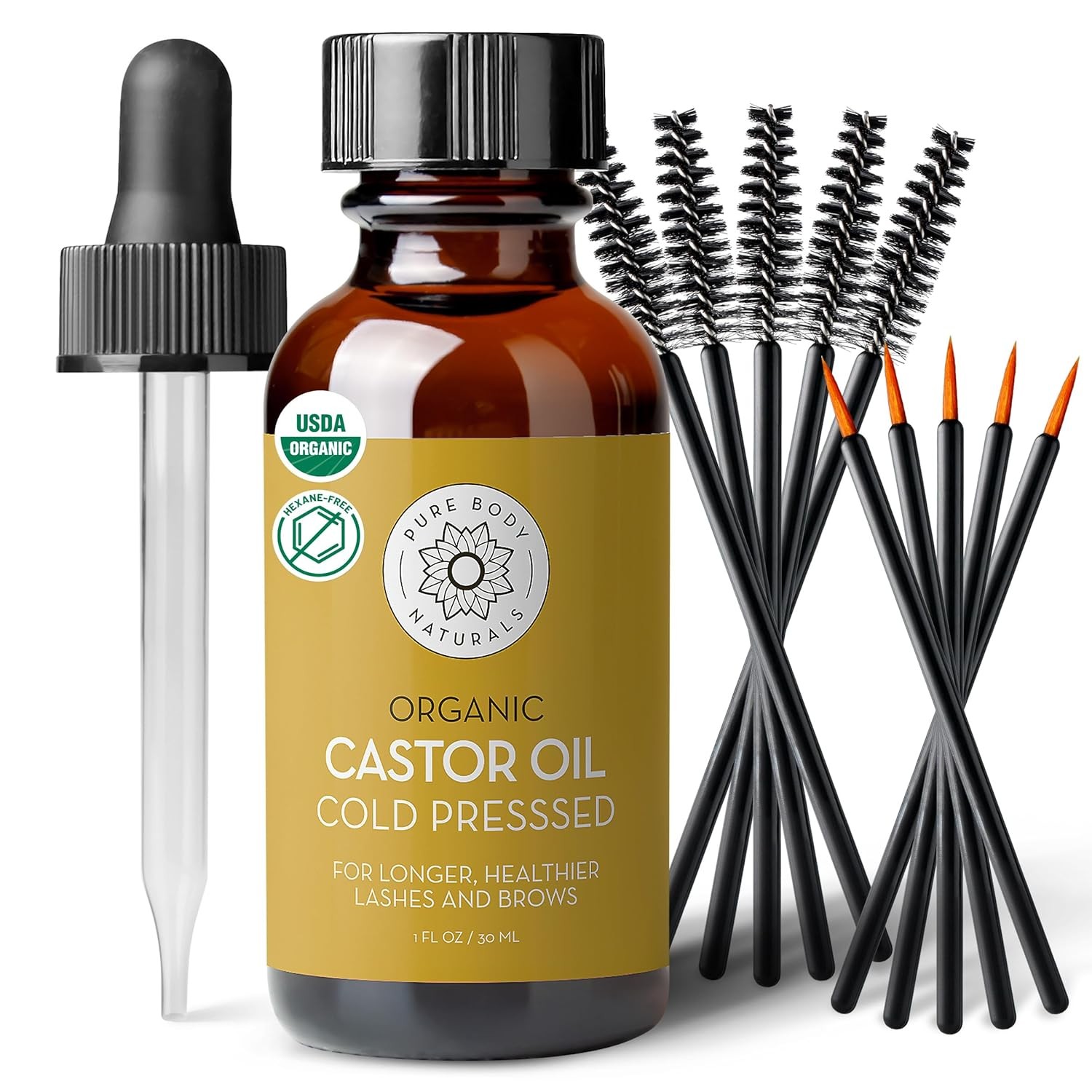 Aceite De Ricino Castor100% Puro Organico Para Hacer Crecer Las Pestañas Y Cejas