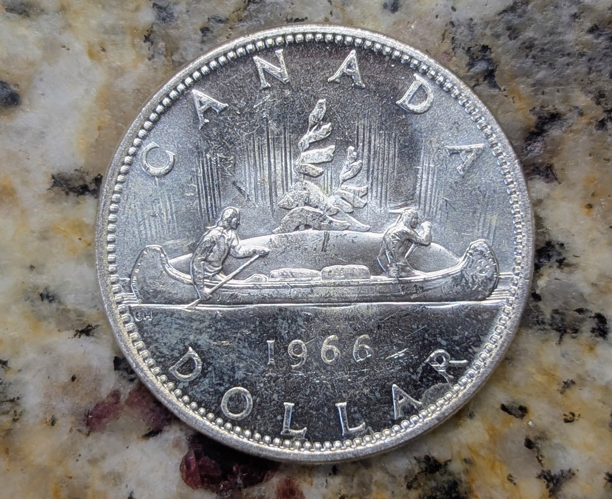 1966 Canada Silver Dollar Prooflike High Grade Silver Coin 80% Silver