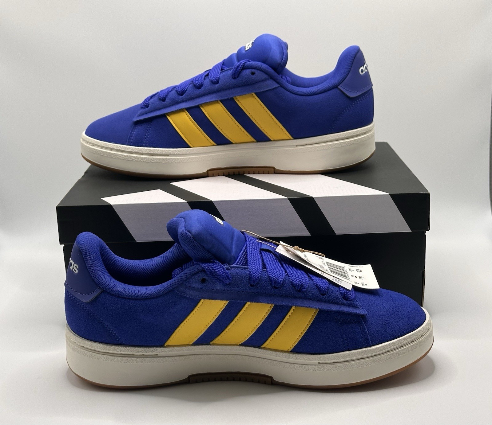 Adidas Mens 10.5 Grand Court Alpha 00s NEW Blue Yellow Low Retro Shoes Sneakers
