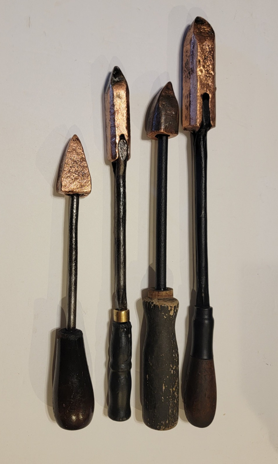 Antique or Vintage LOT of 4 Copper Head Tipped Soldering Irons Unbranded