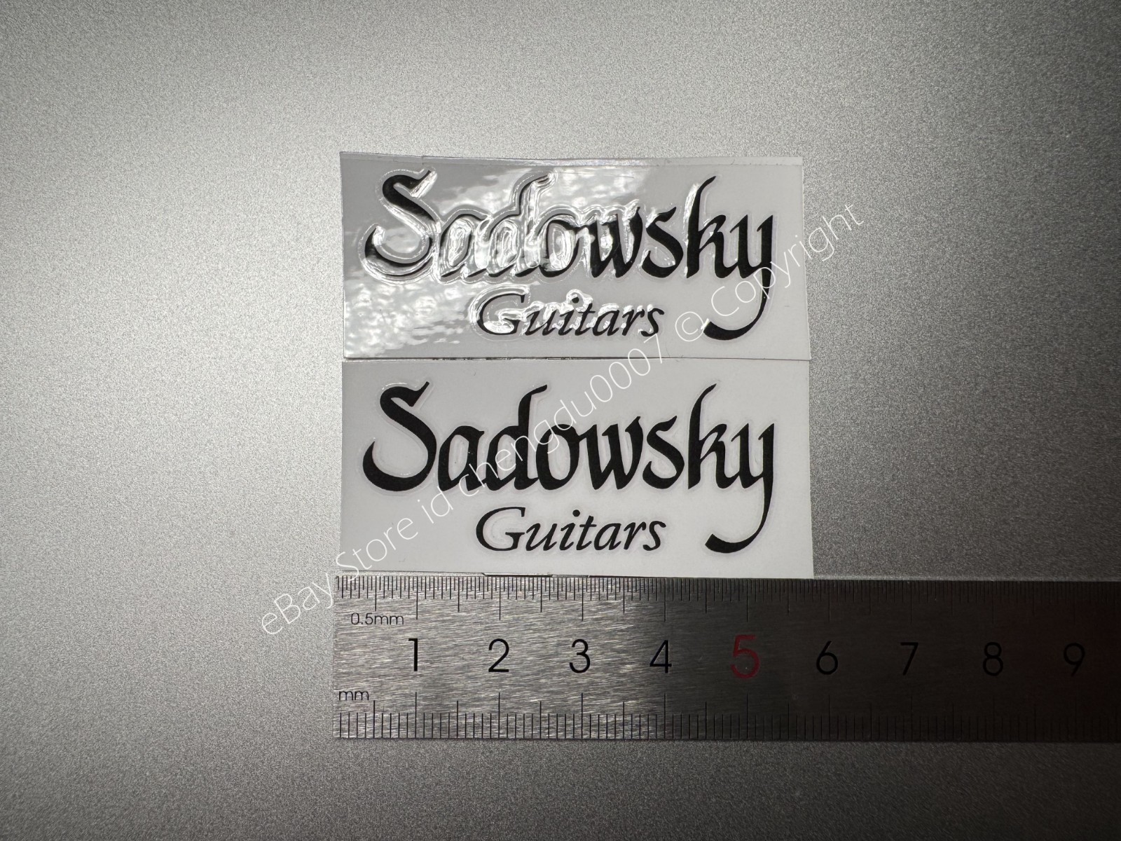 2Pcs For Sadowshy Electric Guitar Bass Black Headstock Neck Vinyl UV Stickers