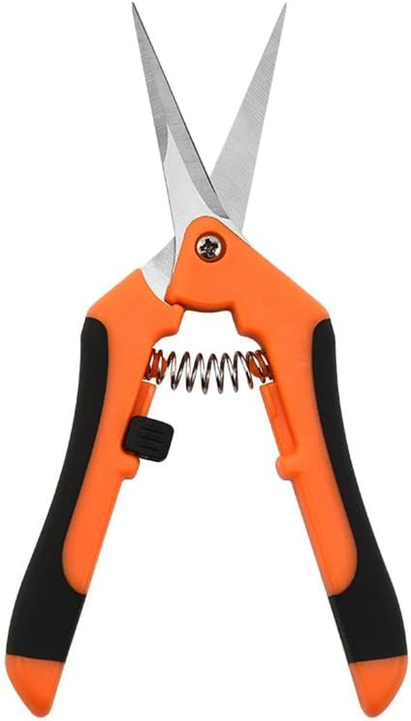 6.5 Inch Garden Scissors Manual Pruners with Stainless Steel Straight Blades, Or
