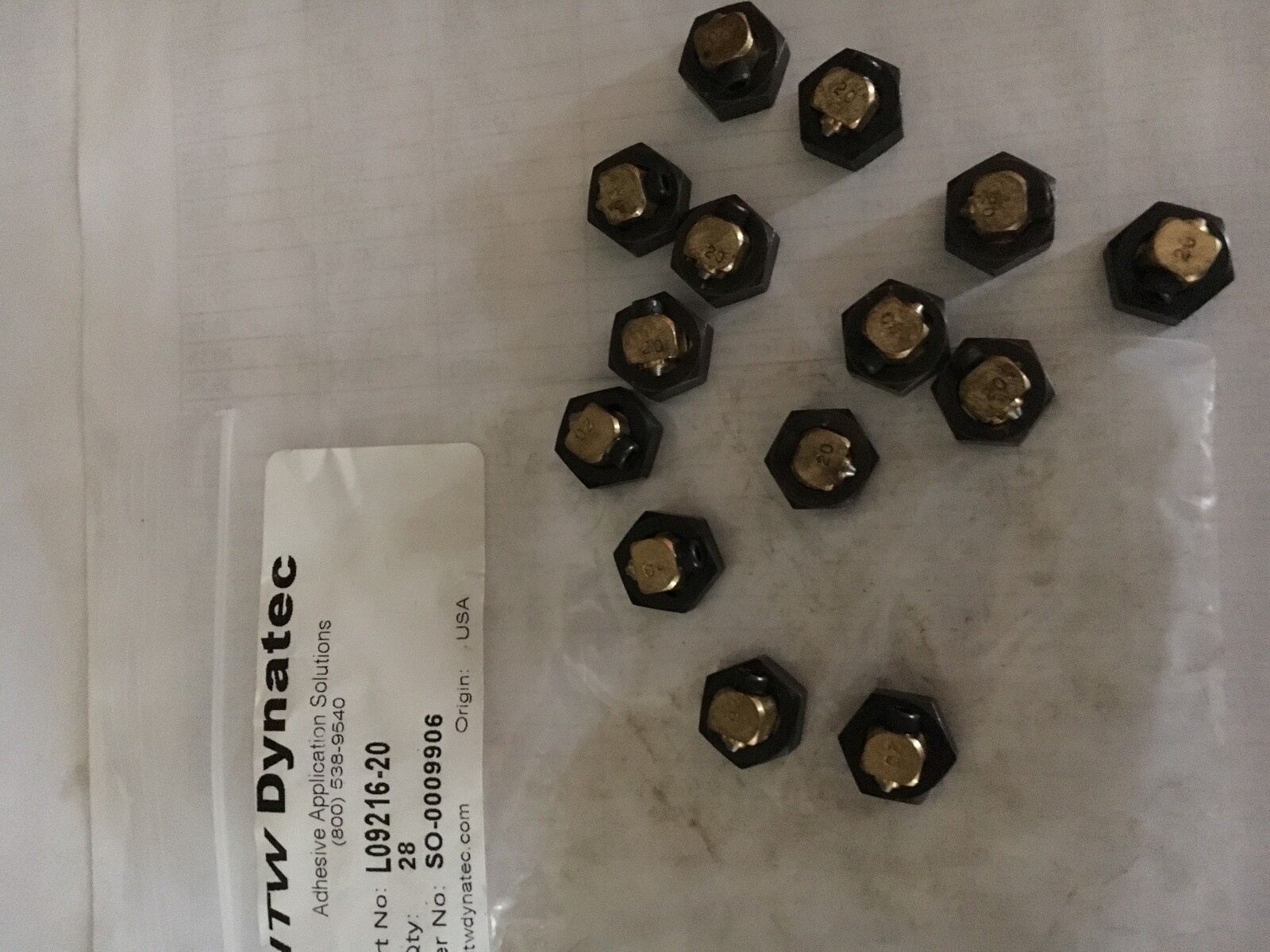 ITW Dynatec L09216-20 nozzle 90 degree .020 diameter