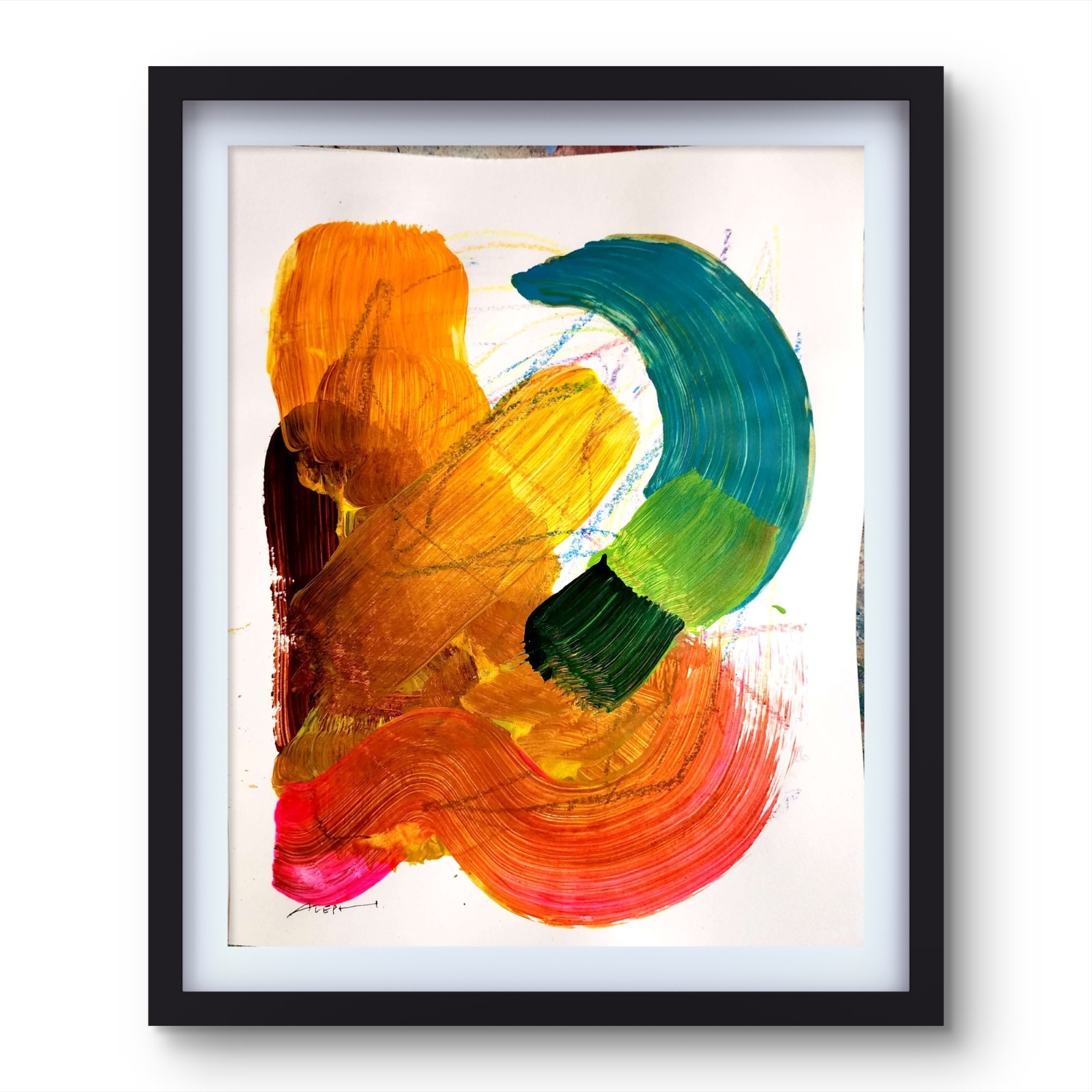 Aleph Original Art 14x11 Abstract Expressionist Original Painting Gallery Paper