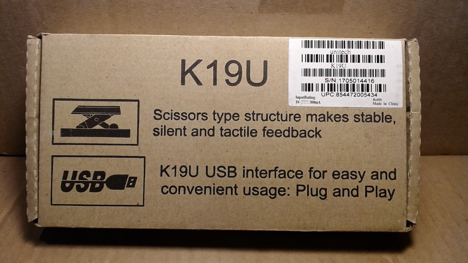 Brand New Unitech Electronics K19U USB Side Number Keypad China