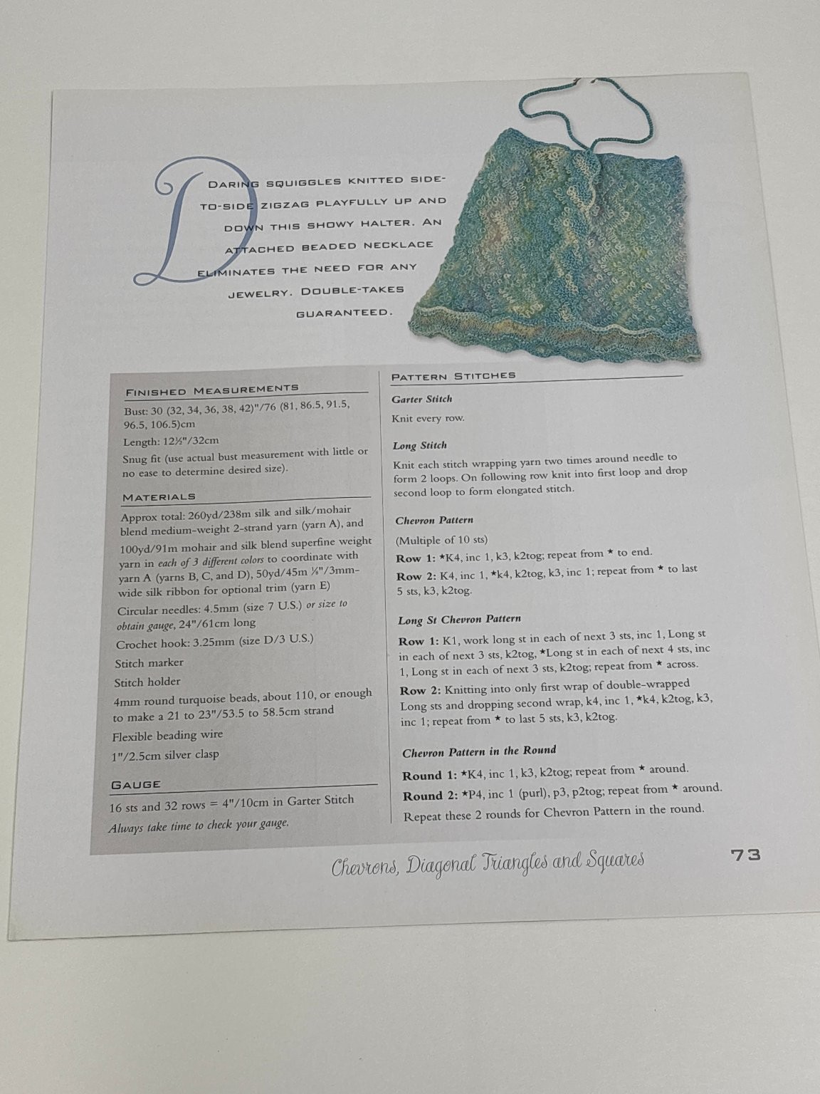 Sheer Bliss Halter Knitting Pattern Intermediate Sizes XS-XL Book Pages