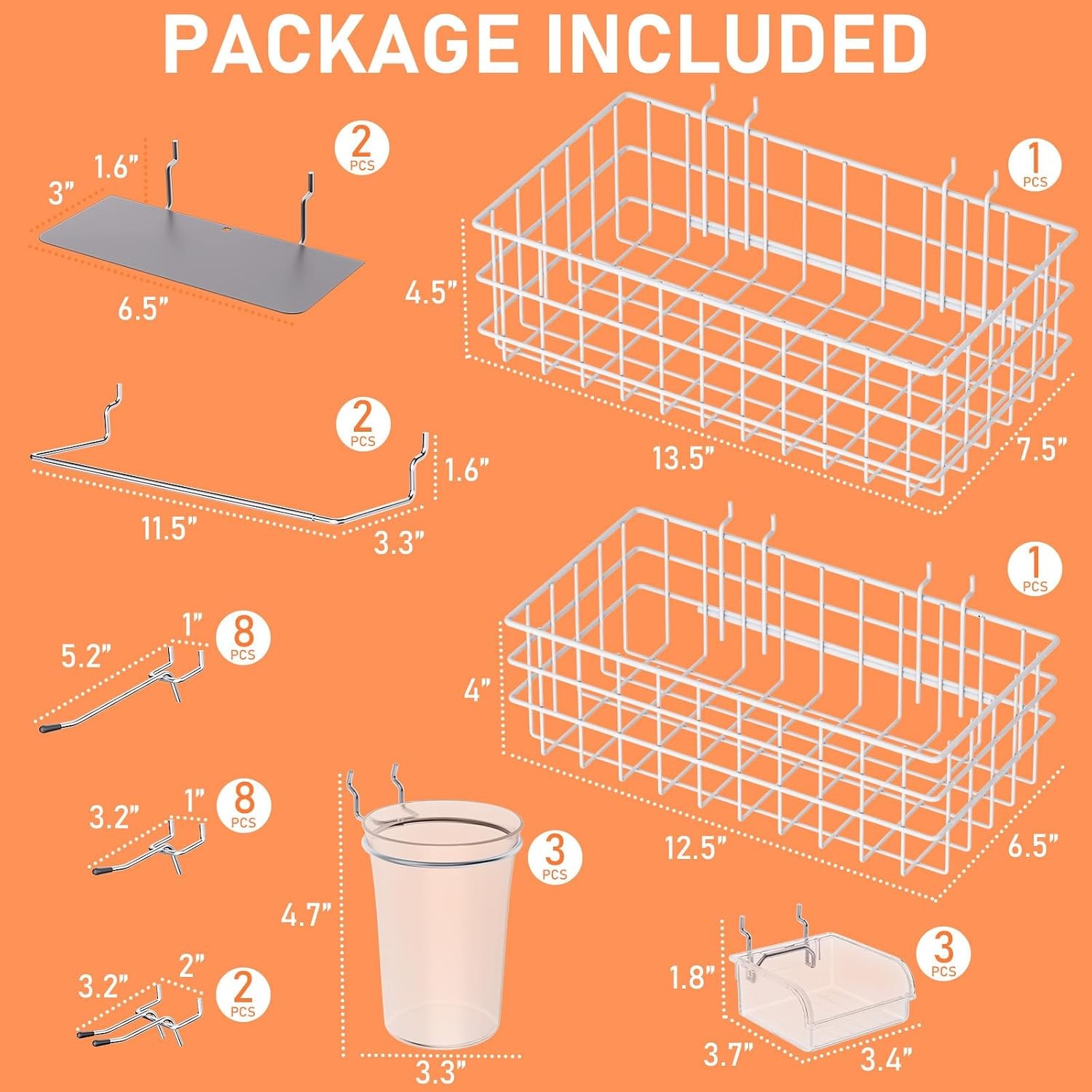 INCLY 30PCS Pegboard Organizer Kit w/Bins, Cups, Baskets, Hooks
