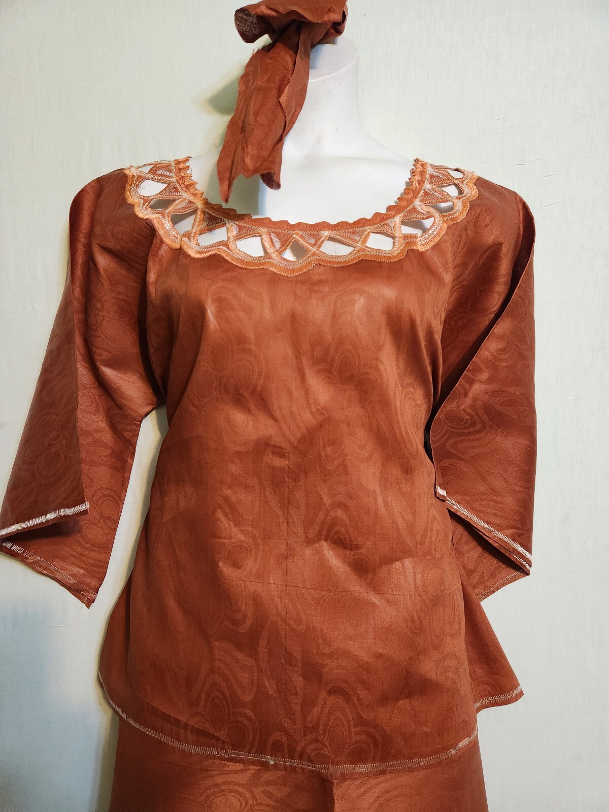 Women Clothing African Brocade Print Cotton 3Pcs Skirt Suit Free Size 52" around