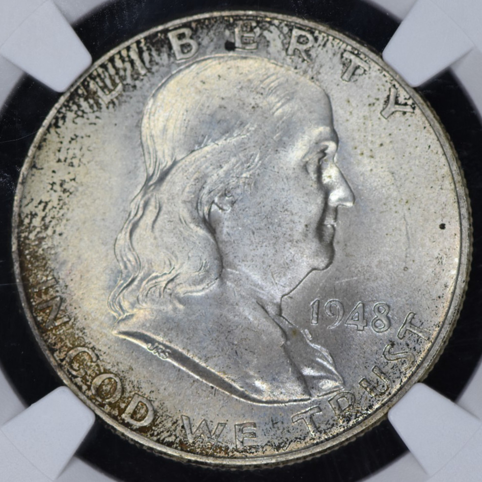 1948 Franklin Half Dollar NGC MS 65 FBL - Toned Reverse