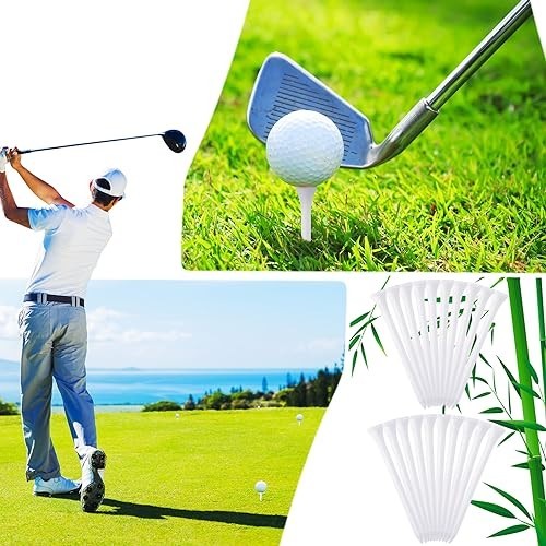 2000 Pcs Bamboo Golf Tees - Professional Bulk Set, Reduce Friction & Side Spin,