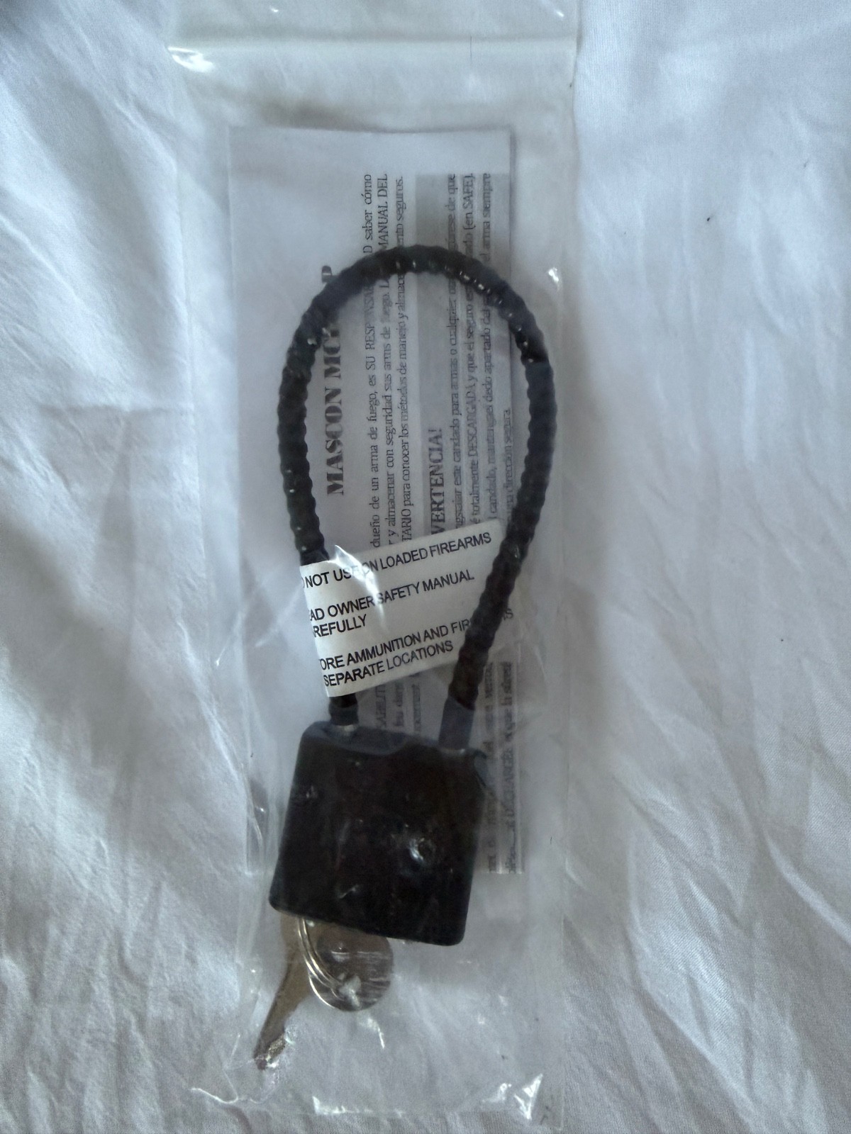 NEW PISTOL RIFLE 2 KEYED CABLE GUNLOCK MASCON MCL01-P