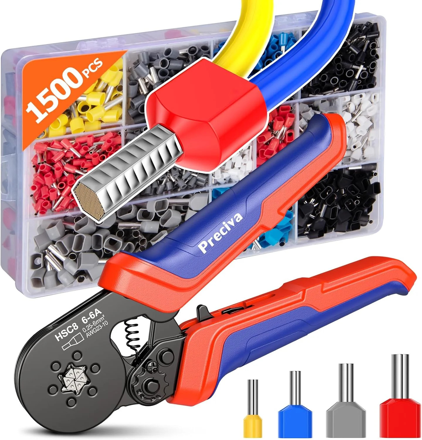 Ferrule Crimping Tool Kit, Preciva Upgrade Double & Single Ferrules Connectors o