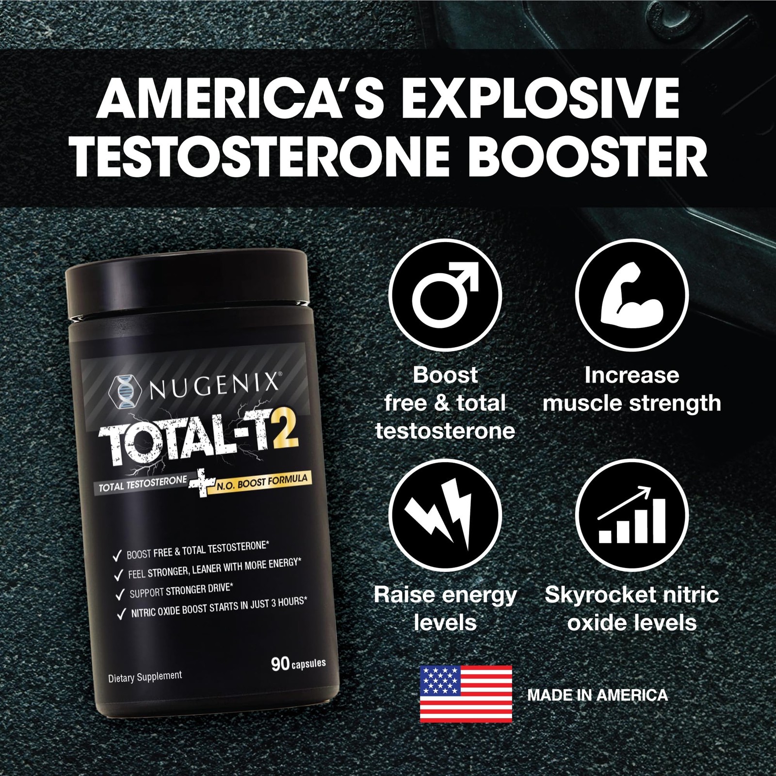 Testosterone Booster and Nitric Oxide Supplement for Men 90 Count