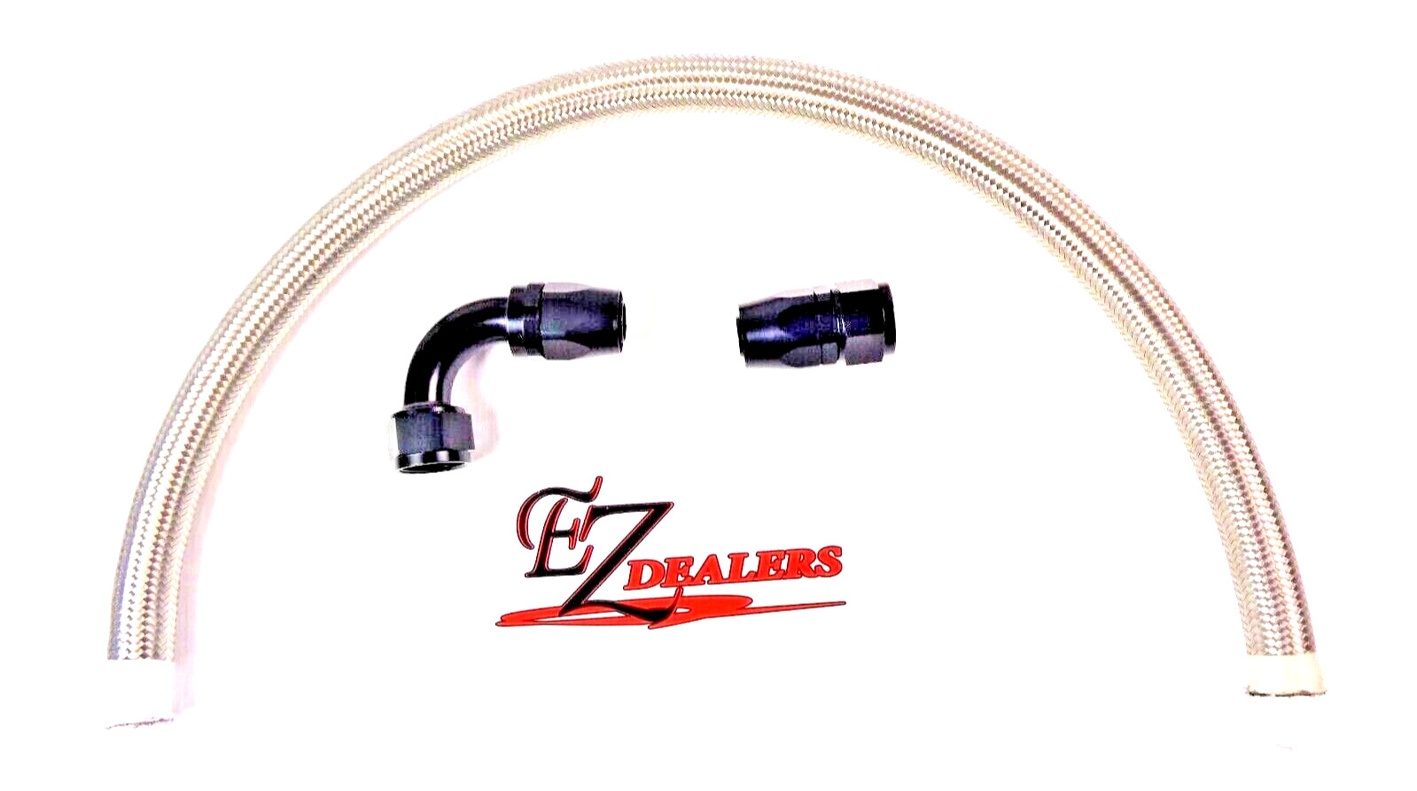 -16AN Steel Braided Radiator Hose Kit Black -16 Straight -16 90 Degree Hose Ends