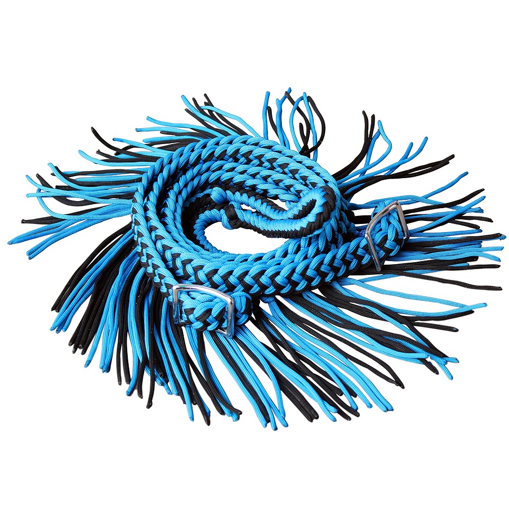 C-A136 1" X 8Ft Hilason Braided Poly Barrel Horse Racing Reins Flat Fringe