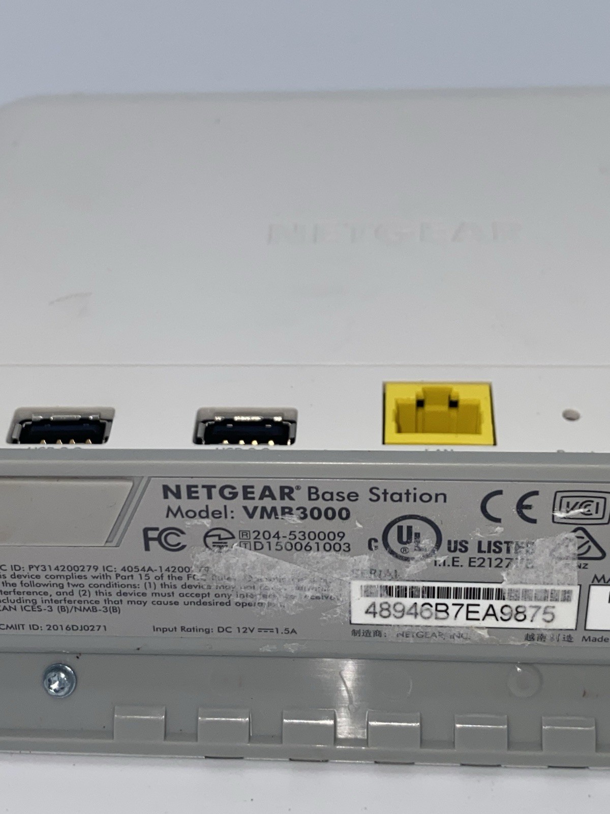 Netgear VMB3000 Base Station - No Power Cord - Untested