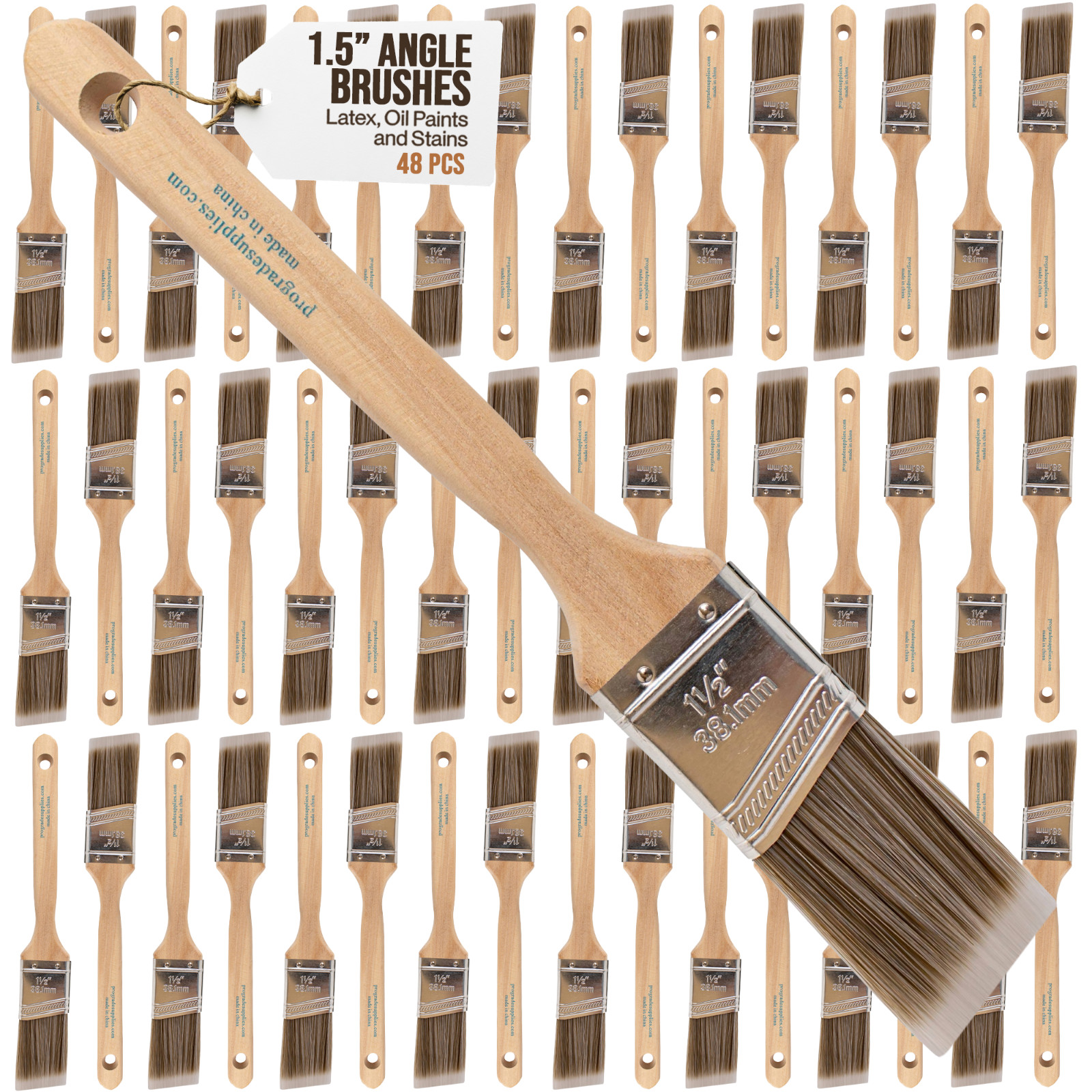 48pk 1.5"Angle House Wall,Trim Paint Brush Set Home Exterior or Interior Brushes