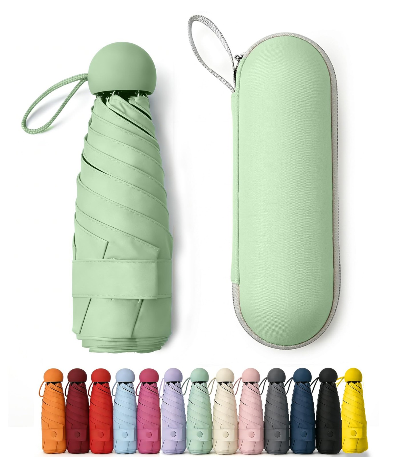 Mini Umbrella for Purse with Case, Sturdy Travel Essentials, UV Sun Protectio...