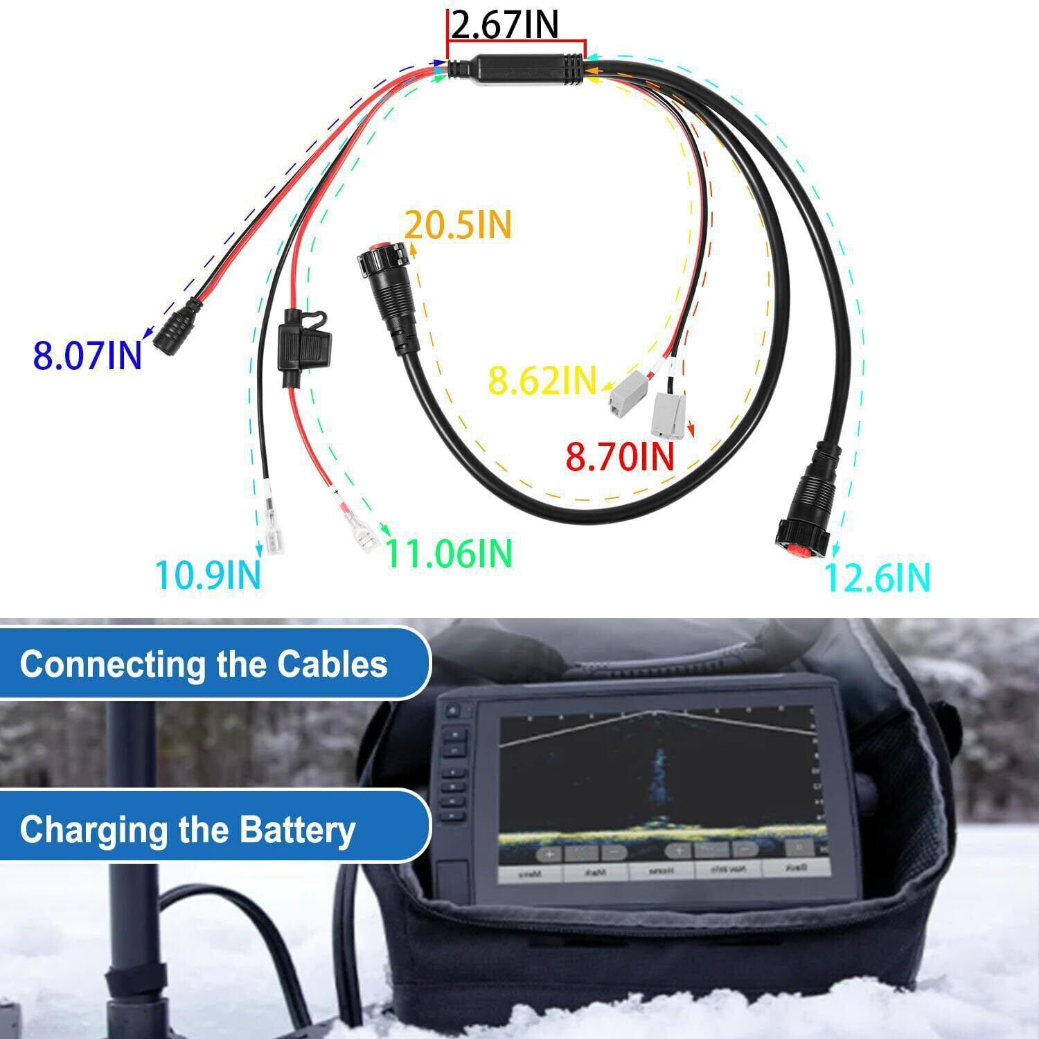 Garmin 010-12676-40 All-in-One Power Cable for LiveScope & ECHOMAP, Ice Fishing