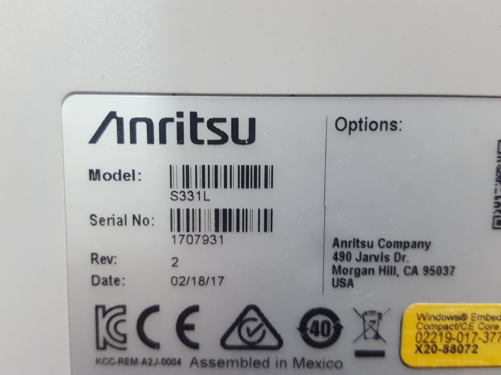 Anritsu S331L : Cable and Antenna Analyzer, 4GHz, (7931)