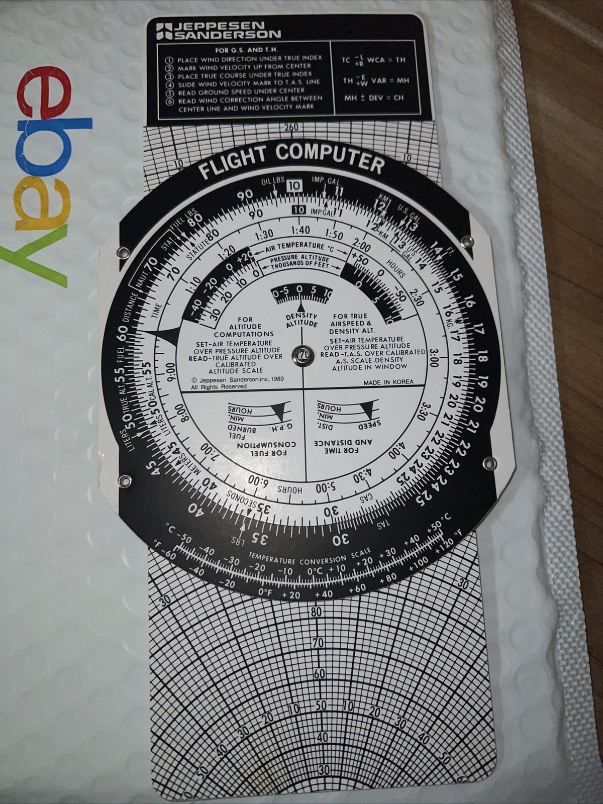 Vintage Jeppesen Sanderson Slide Graphic Flight Computer