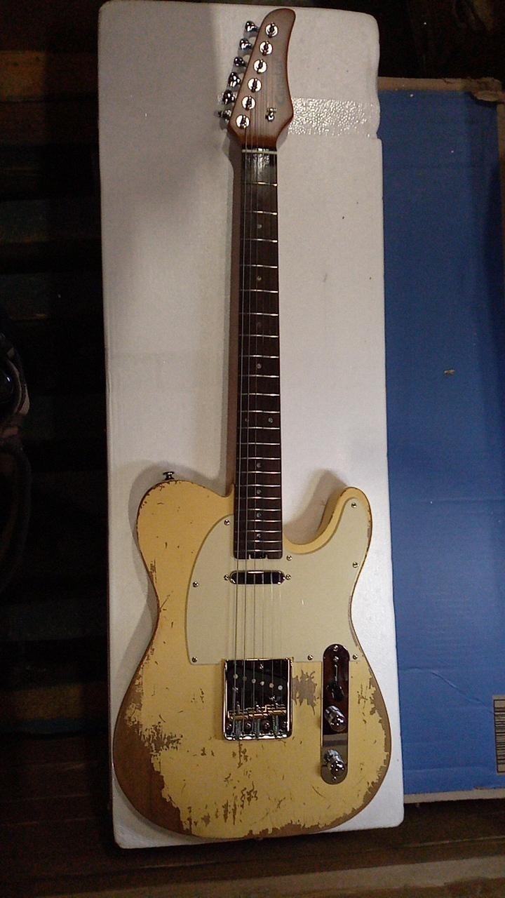 Used KGD Yellow Aged Electric Guitar with SS Pickups, Free Shipping