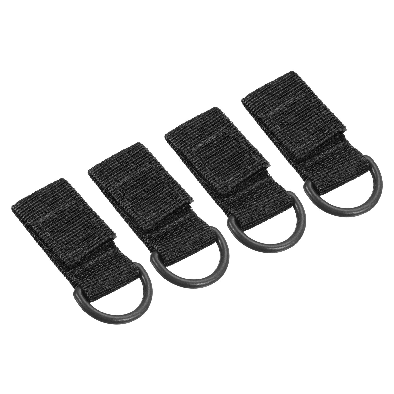 Belt Keeper Key Chain, 4Pcs D Type Nylon Webbing Strap Key Chain Hook, Black