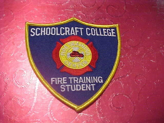 SCHOOLCRAFT COLLEGE  MICHIGAN FIRE DEPARTMENT PATCH SHOULDER SIZE UNUSED