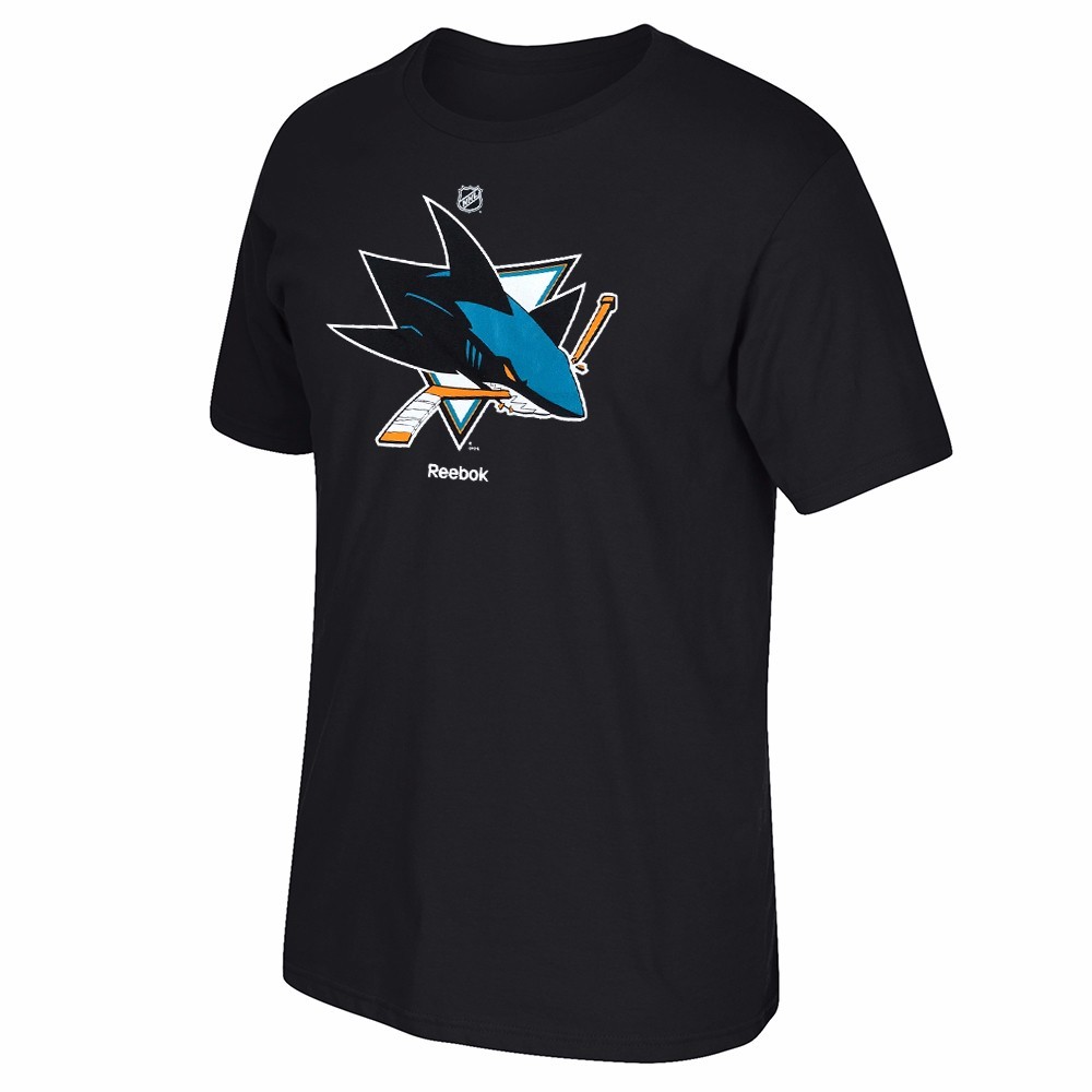 San Jose Sharks Reebok 'Jersey Crest' Primary Team Logo Black T-Shirt Men's