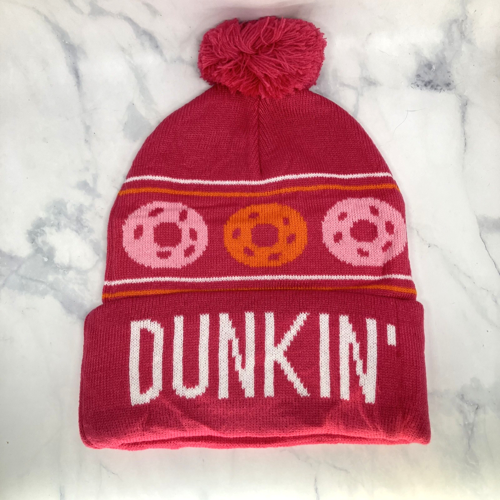 DUNKIN New RARE Winter Knit Hat PINK Beanie **FREE GIFT W/PURCHASE**