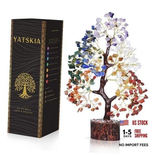 7 Chakra Tree of Life - Crystals and Healing 10in Seven Chakra Golden Wire