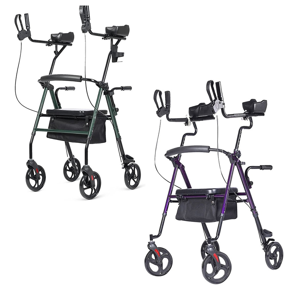 Deluxe ELENKER Heavy Duty Upright Rollator Walker Stand Up Medical Aid Purple US