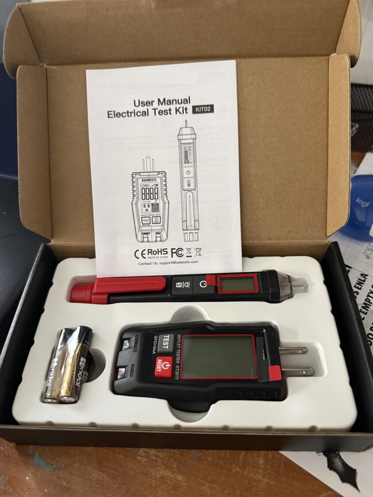 Electrical Test Kit NCV Voltage Tester GFCI Outlet Tester LCD 2Pc Set