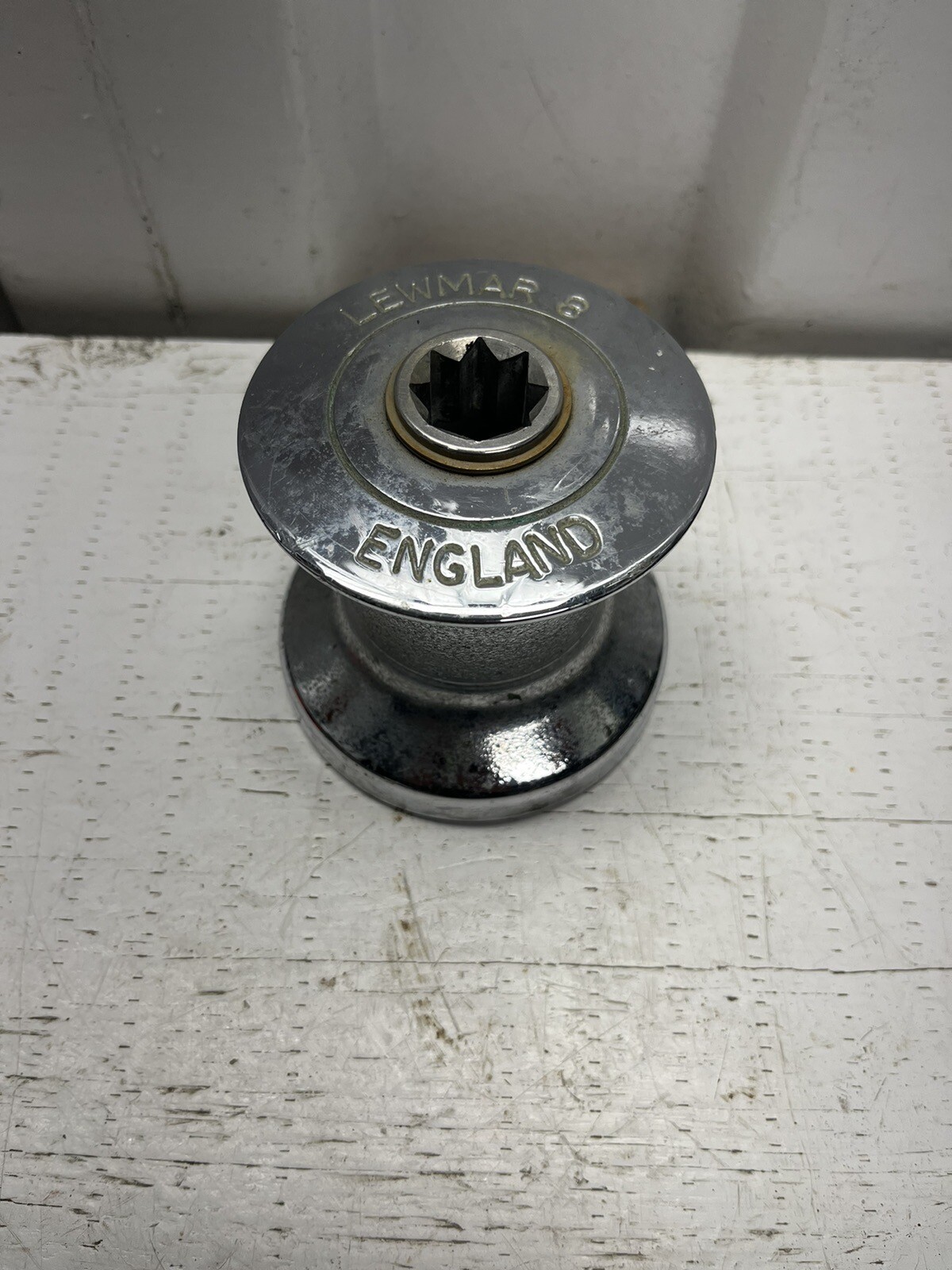 Chromed Brass Lewmar 8 Single Speed Sailboat Winch