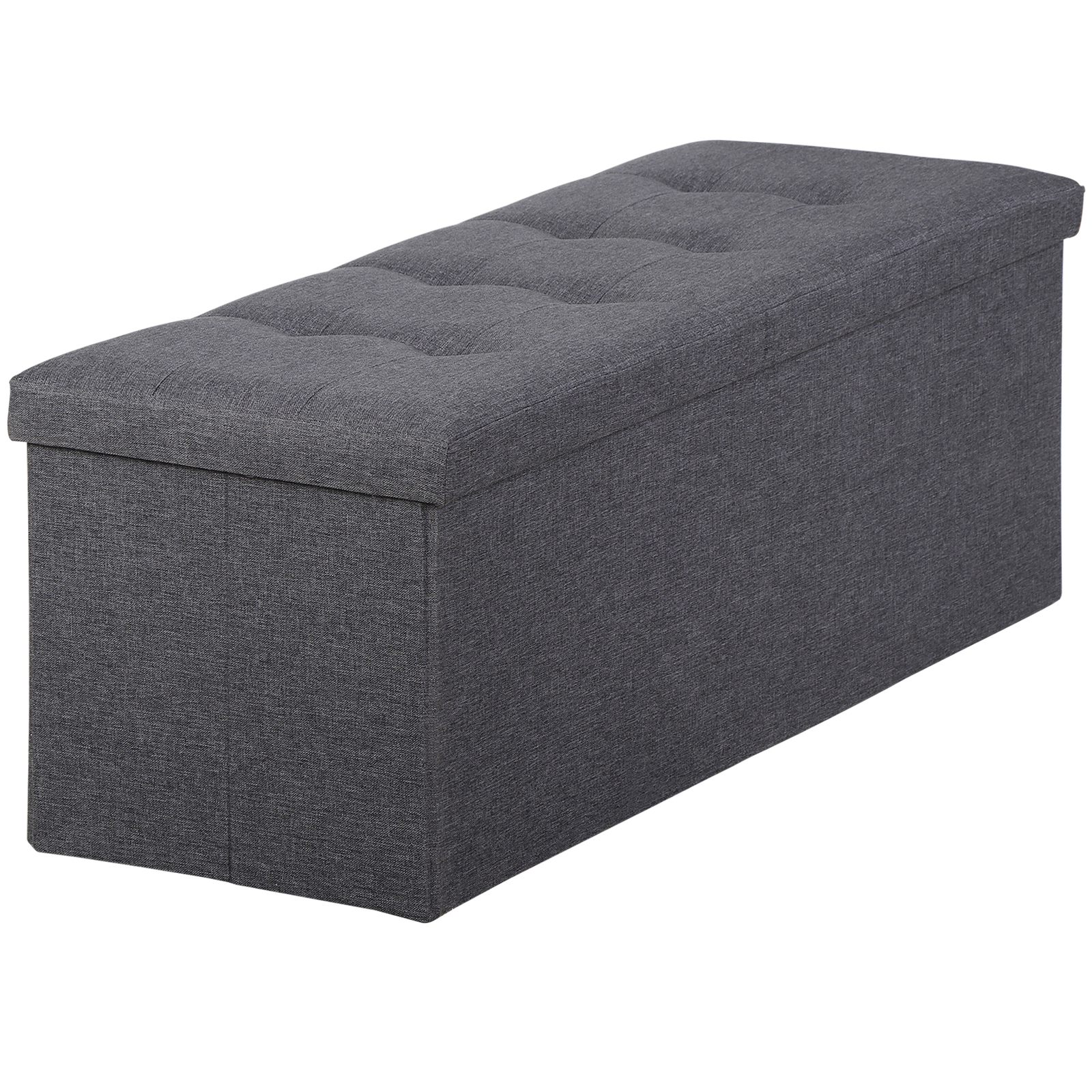 Folding Storage Ottoman Bench 43Inch Footrest Storage Chest w/Divider Dark Gray