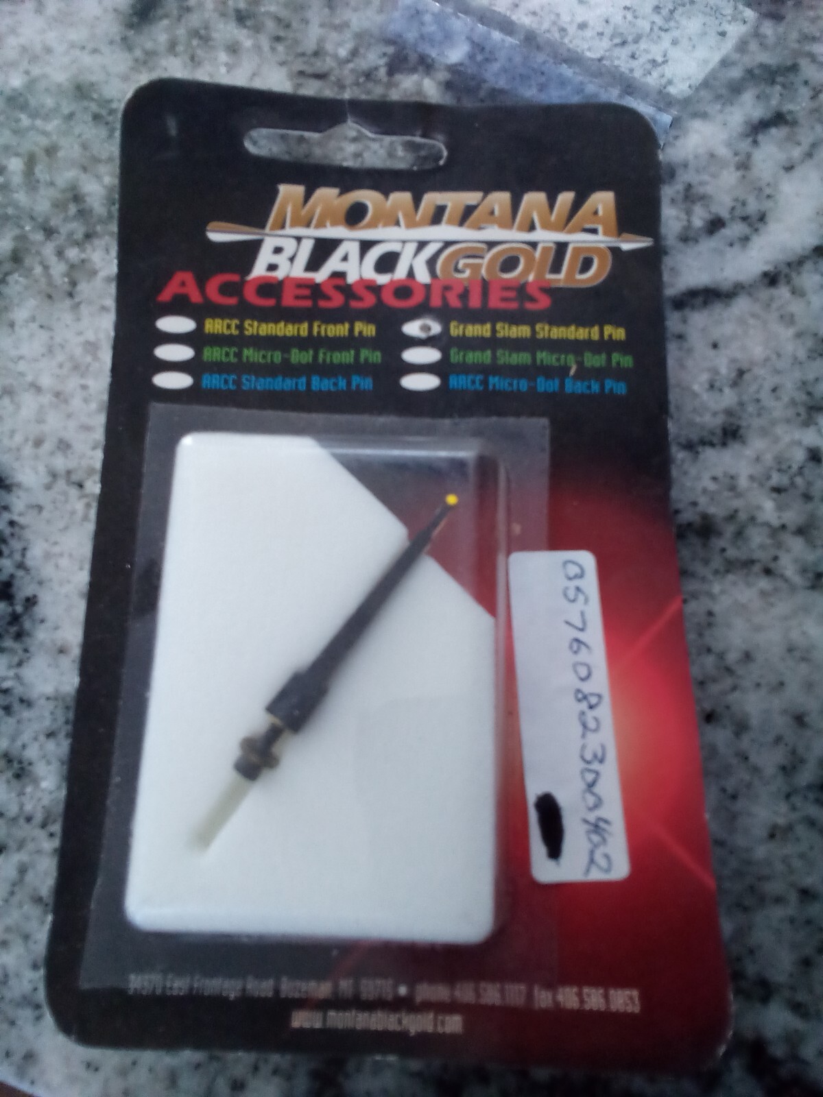 Montana Black Gold Fiber Optic Sight Pin Grand Slam Standard Pin NOS-YELLOW