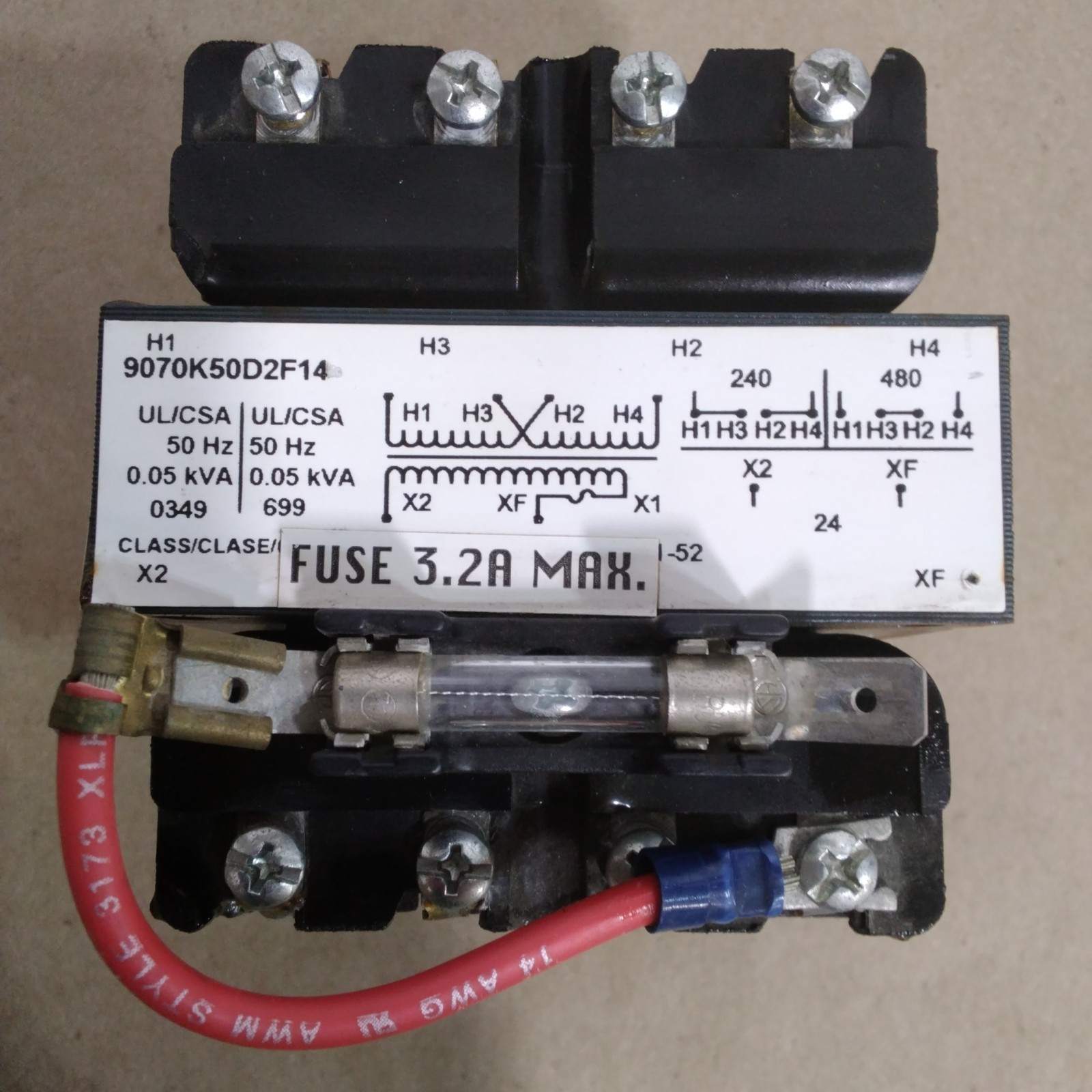 SQUARE D 9070-K50D2F14 INDUSTRIAL CONTROL TRANSFORMER