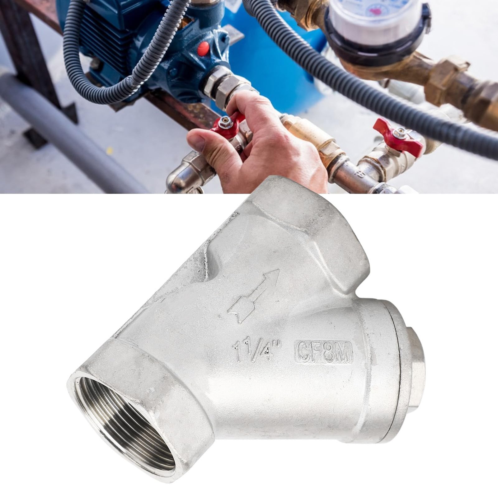 Strainer Filter Valve, 1-1/4 Inch DN32 Female Thread Y Shaped Mesh Filter Val...