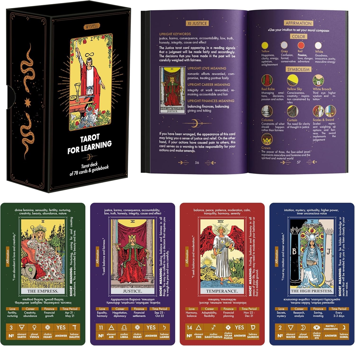Wyspell Tarot for Learning - Cards with Meanings on Them - Beginner...