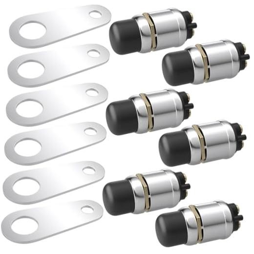 6 PCS Push Button Starter Switch 12V 50A, Waterproof Momentary Start black-6