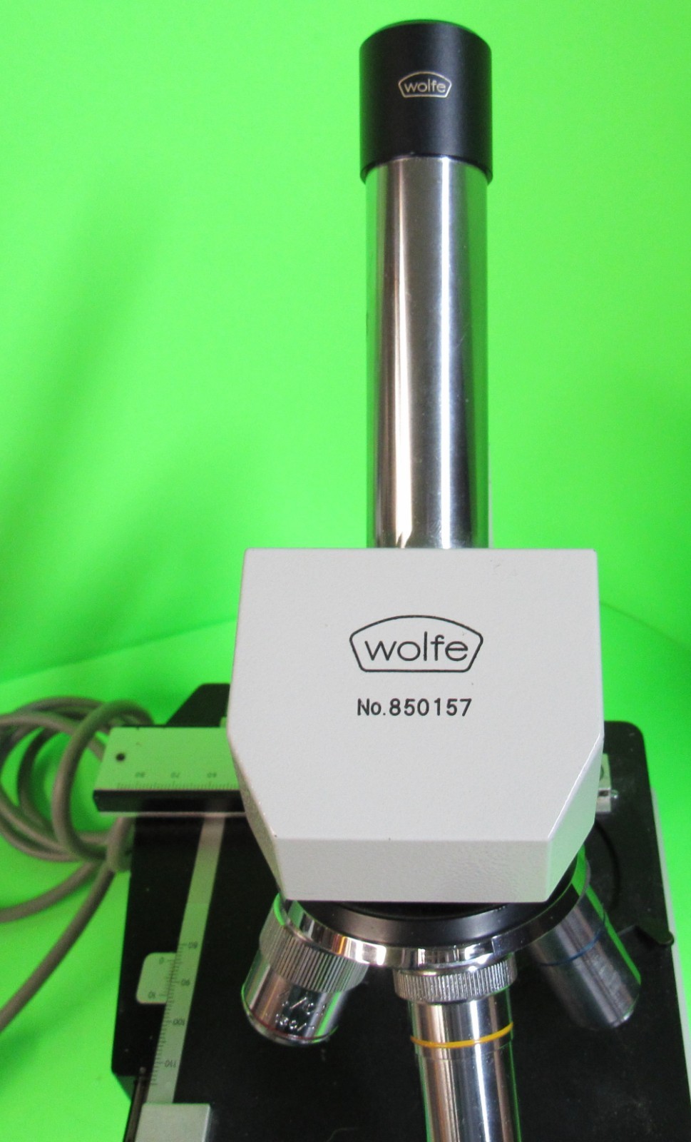 Wolfe No. 850157 Microscope w/2 extra specimen stages