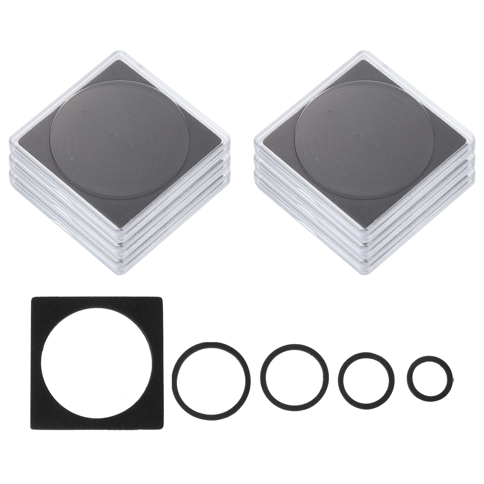 Coin Snap Holder, 6 Pack Coin Holders Square Fit 17/22/27/32/37mm, Black
