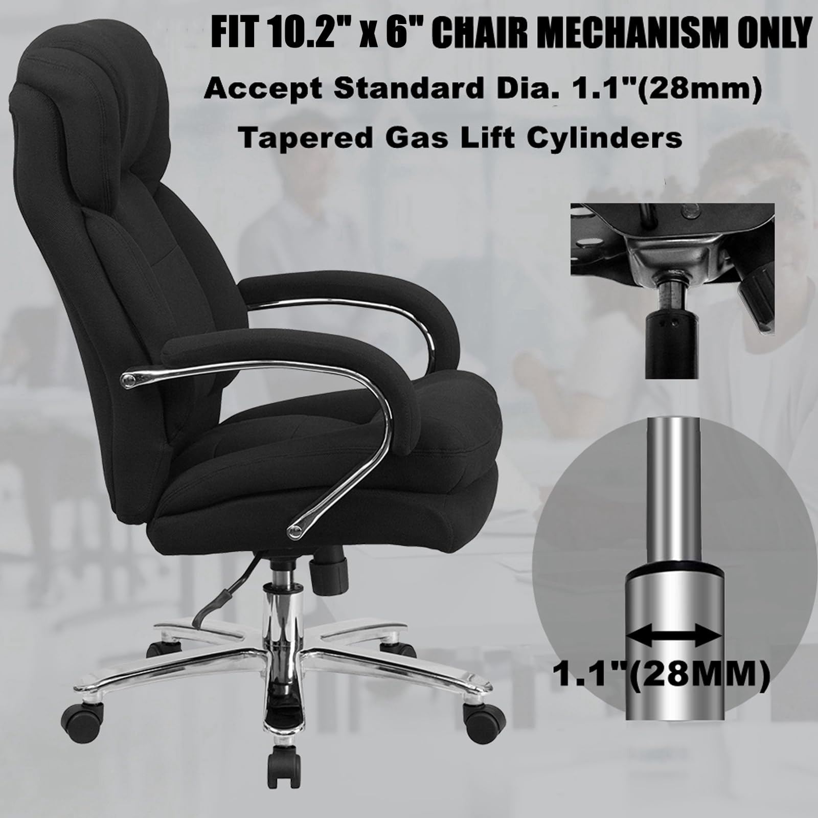 500LBS Office Chair Tilt Control Mechanism Swivel Base 6x10.2 Inch Holes Black